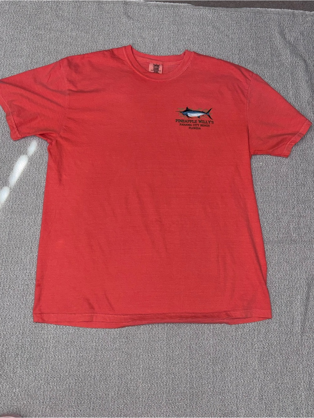 Pineapple Willy’s Panama City Beach FL coral orange short sleeve tee shirt XL